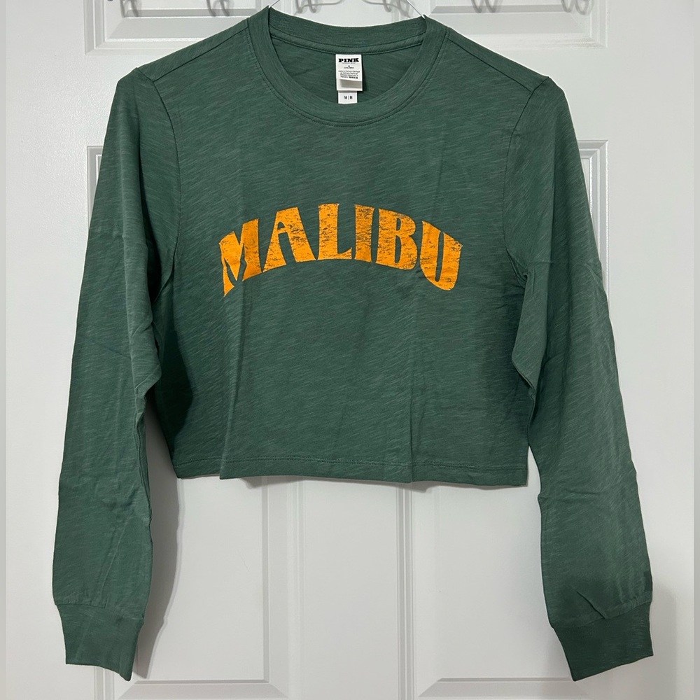 PINK by Victoria’s Secret cotton long sleeve t shirt in green